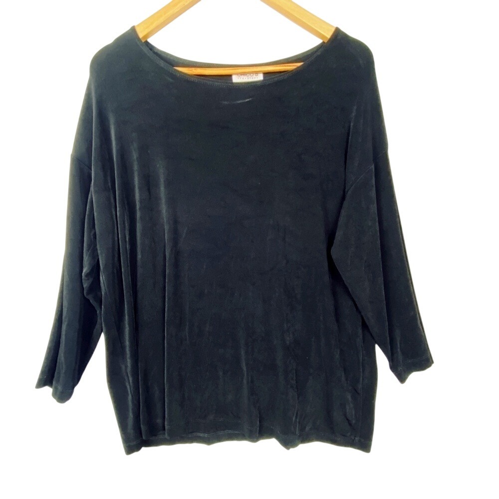 Chico's Travelers Women Long Sleeve Slinky tunic Sz 2 =‎ L/ 12 Crew neck Stretch